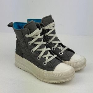 Converse Quilted Platform High Top Sneakers Lace Up Sneakers Boots Gray Womens 6